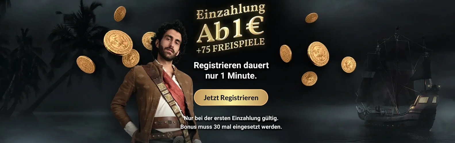 JackpotPiraten 75 Freispiele für 1 Euro