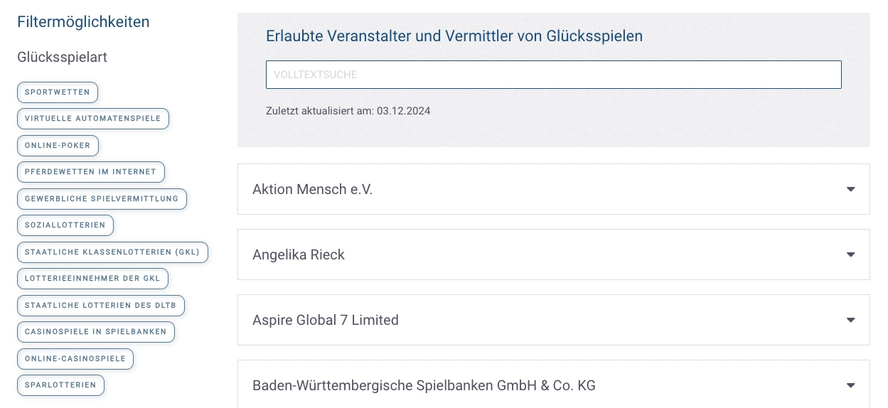 Neue Whitelist der GGL